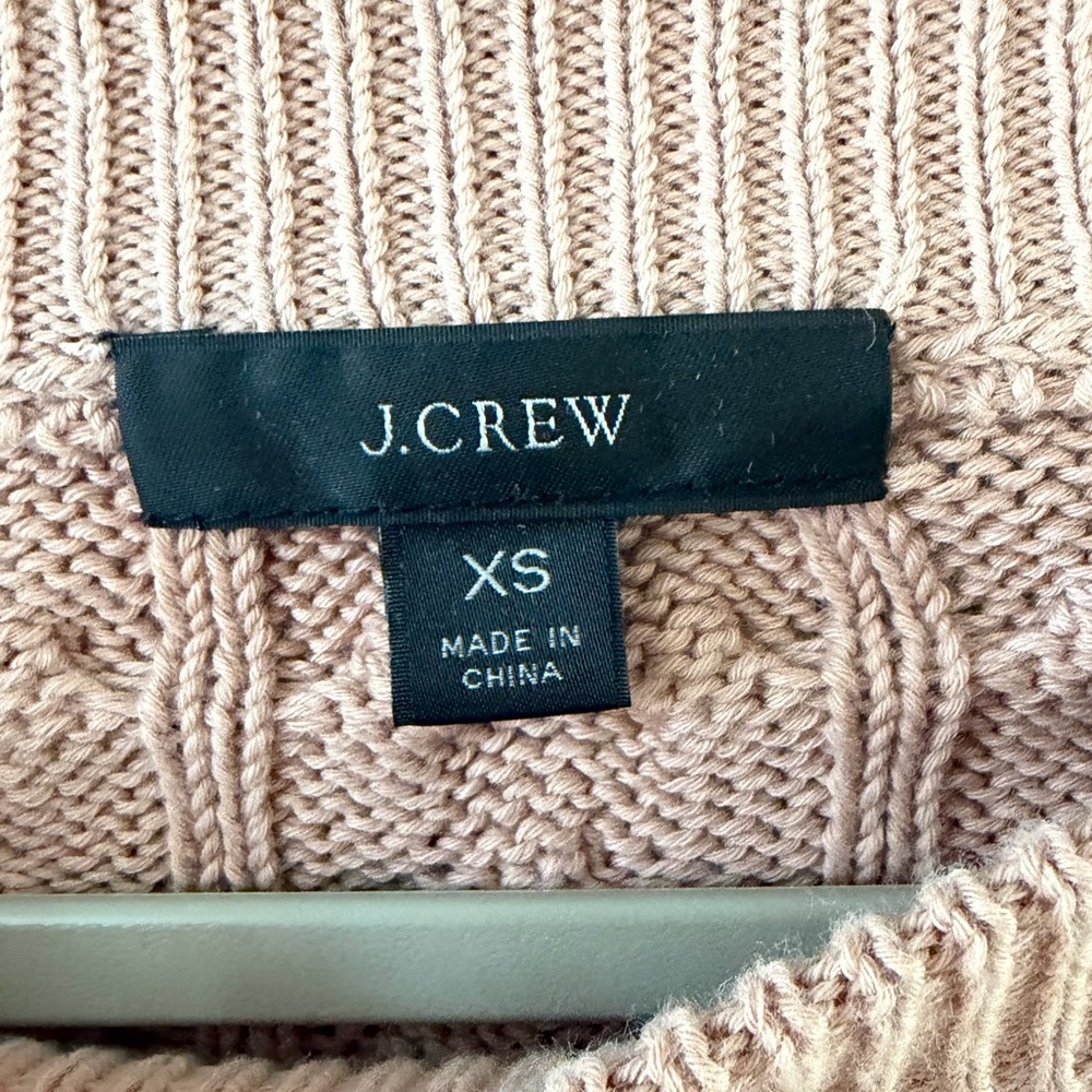 J.Crew Women’s Cropped Cable Knit balloon sleeve Sweater Dusty Pink size XS - Picture 2 of 5
